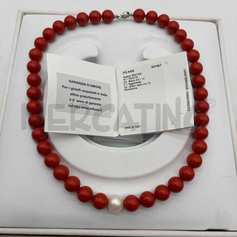 PARURE MILUNA ARG PERLE CORALLO GIROCOLLO ORECCHINI | Mercatino dell'Usato Corbetta 2