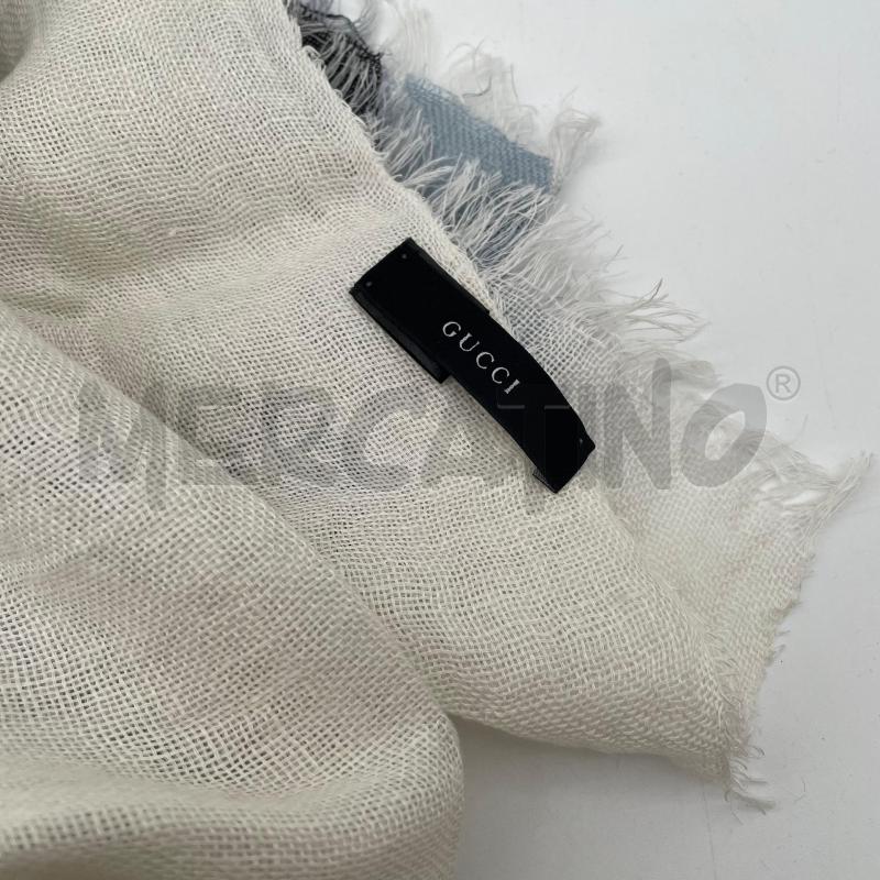 PASHMINA UNISEX GUCCI LINO BIANCO STRISCE AZZURRO/BLU | Mercatino dell'Usato Corbetta 2