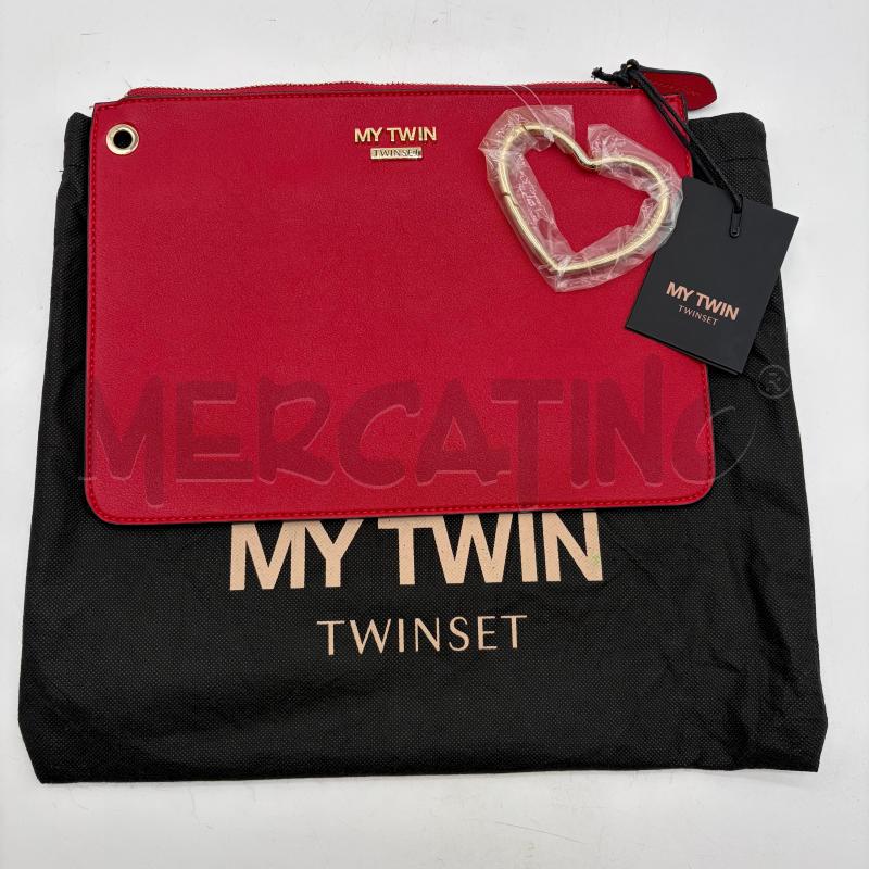 POCHETTE TWINSET ROSSO GRANDE MOSCHETTONE CUORE DORATO | Mercatino dell'Usato Corbetta 1