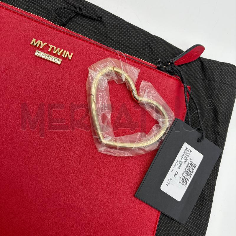 POCHETTE TWINSET ROSSO GRANDE MOSCHETTONE CUORE DORATO | Mercatino dell'Usato Corbetta 2