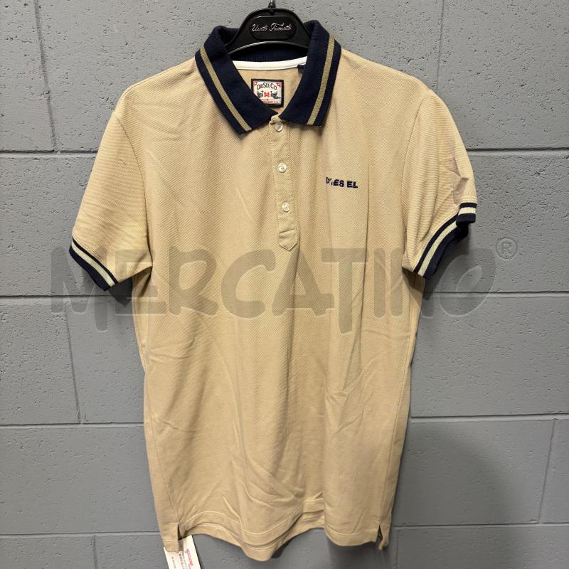 POLO UOMO DIESEL ECRU BORDI BLU PIQUE | Mercatino dell'Usato Corbetta 1