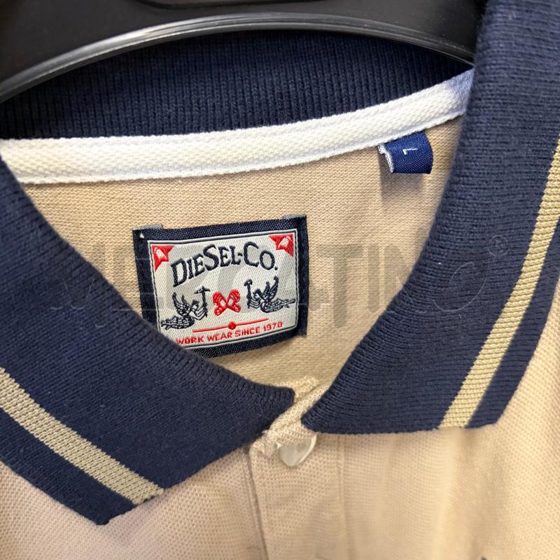 POLO UOMO DIESEL ECRU BORDI BLU PIQUE | Mercatino dell'Usato Corbetta 2