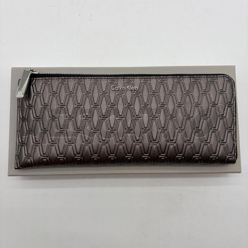PORTAFOGLIO CALVIN KLEIN GRIGIO BRUNITO LUNGO TRAMA ROMBI | Mercatino dell'Usato Corbetta 1