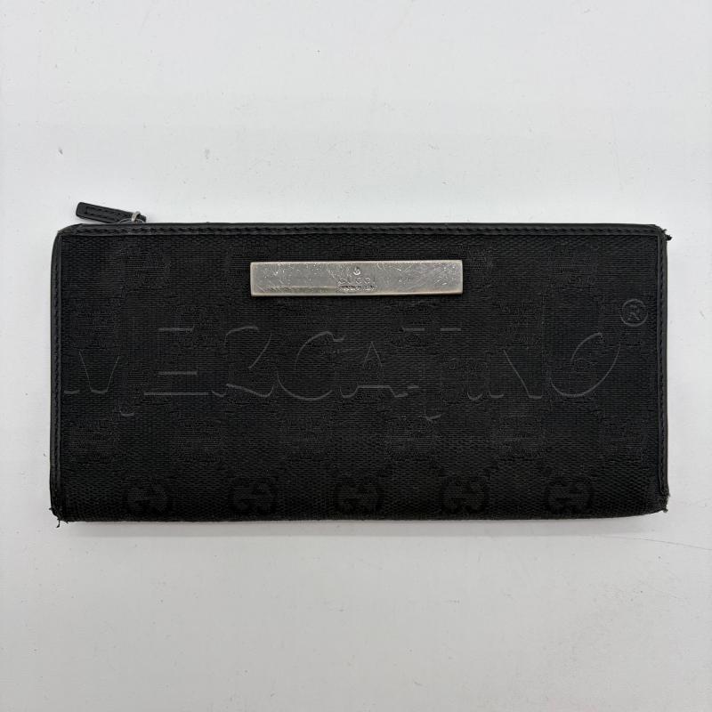 PORTAFOGLIO GUCCI NERO CANVAS LUNGO BORDI PELLE | Mercatino dell'Usato Corbetta 1