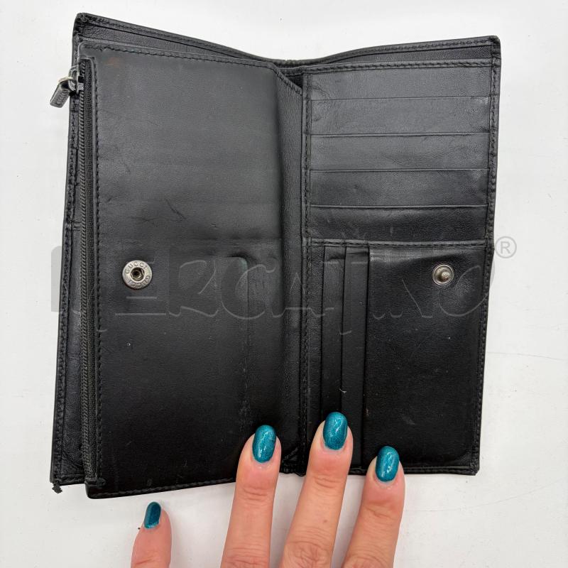 PORTAFOGLIO GUCCI NERO CANVAS LUNGO BORDI PELLE | Mercatino dell'Usato Corbetta 4