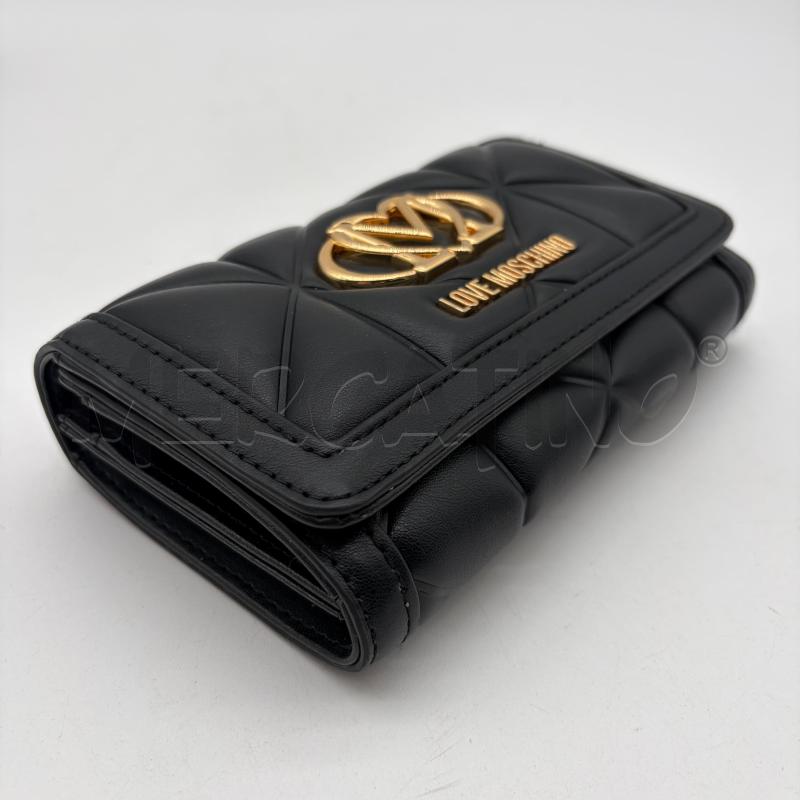 PORTAFOGLIO LOVE MOSCHINO NERO SINT TRAPUNTATO LOGO DORATO | Mercatino dell'Usato Corbetta 2