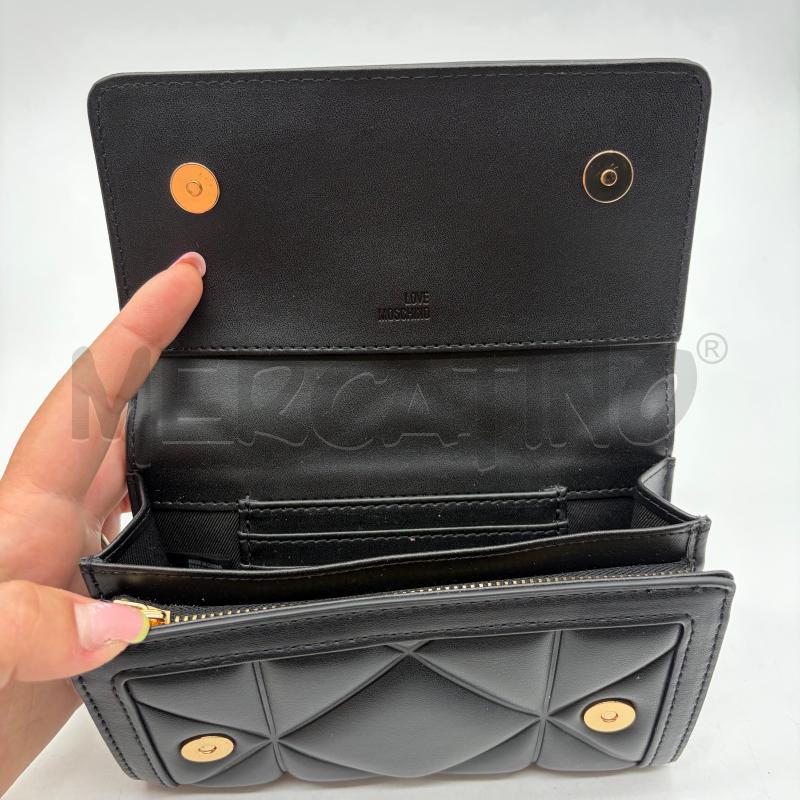 PORTAFOGLIO LOVE MOSCHINO NERO SINT TRAPUNTATO LOGO DORATO | Mercatino dell'Usato Corbetta 4
