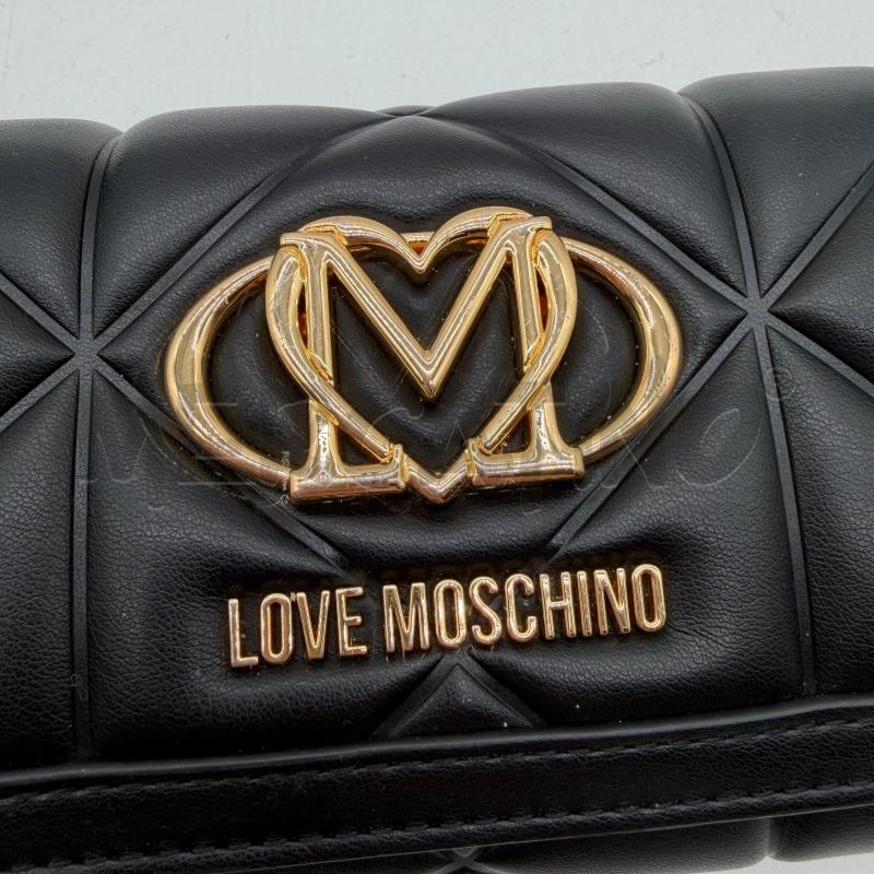 PORTAFOGLIO LOVE MOSCHINO NERO SINT TRAPUNTATO LOGO DORATO | Mercatino dell'Usato Corbetta 5