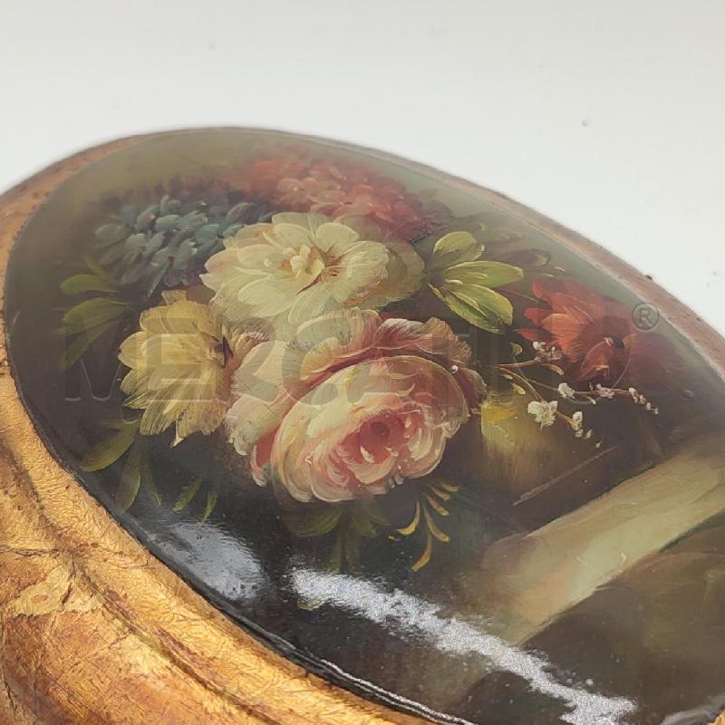 QUADRETTO OVALE LEGNO FIORI DIPINTI | Mercatino dell'Usato Corbetta 3