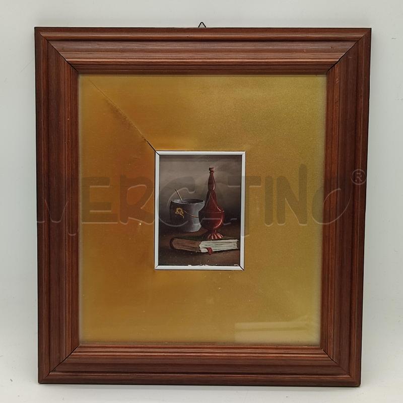 QUADRO 8.5X12 NATURA MORTA CON LIBRO E CESTELLO | Mercatino dell'Usato Corbetta 1