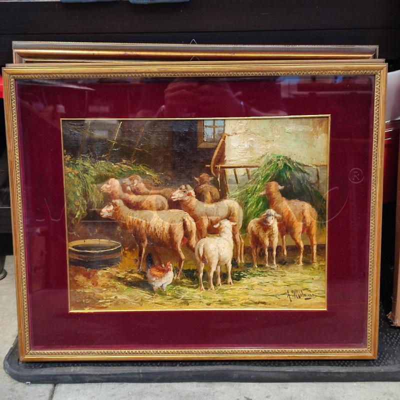 QUADRO ANTONIO MILONE PECORE OLIO SU TELA | Mercatino dell'Usato Corbetta 1