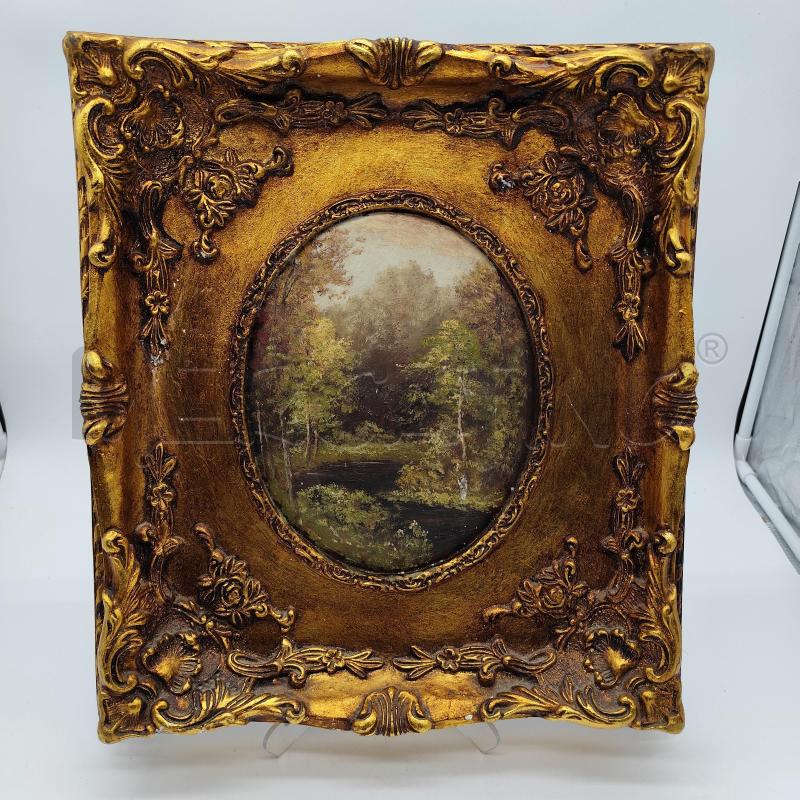 QUADRO OVALE NATURA ALBERI CORNICE DORATA | Mercatino dell'Usato Corbetta 1