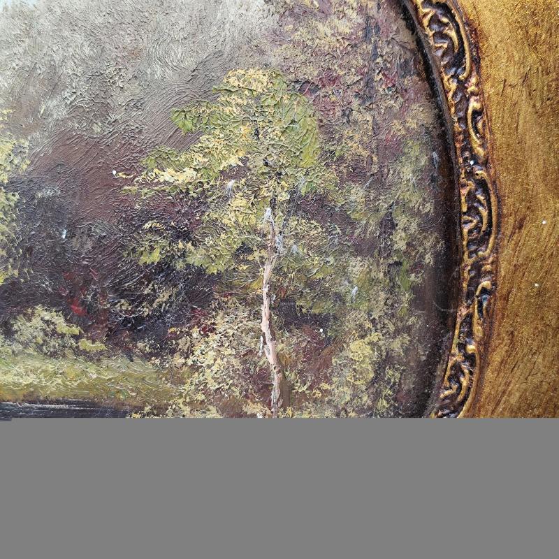 QUADRO OVALE NATURA ALBERI CORNICE DORATA | Mercatino dell'Usato Corbetta 3
