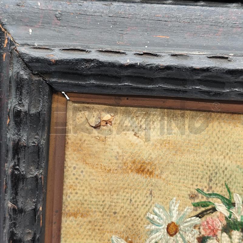 QUADRO VECCHIO CESTO FIORI CORN ANTICA 1944 | Mercatino dell'Usato Corbetta 3