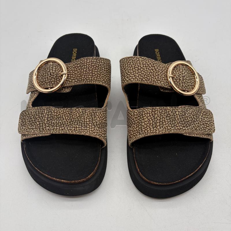 SANDALI DONNA BORBONESE DOPPIA FASCIA MACULATO MARR/ECRU | Mercatino dell'Usato Corbetta 1