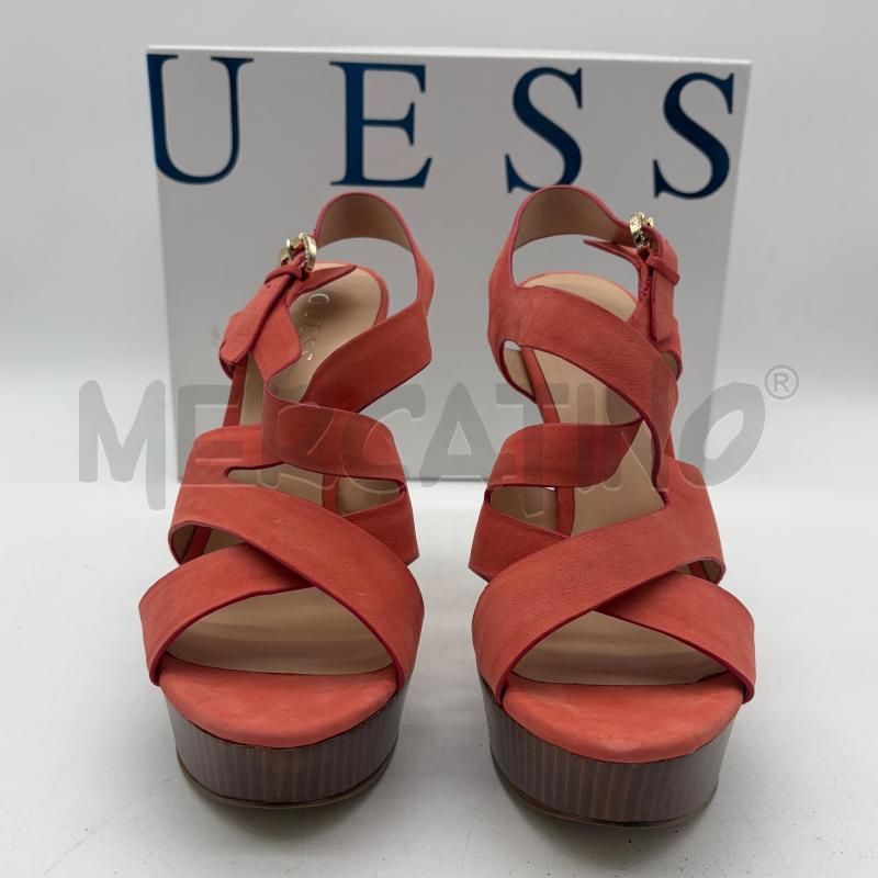 SANDALI DONNA GUESS SALMONE INCROCI TACCO MARRONE  | Mercatino dell'Usato Corbetta 2