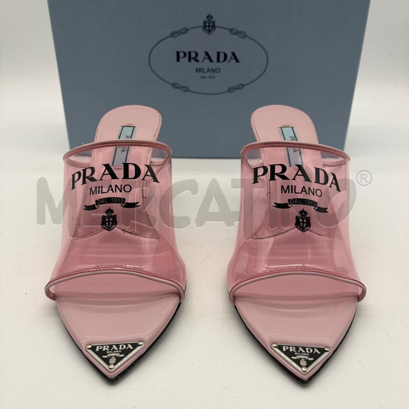 SANDALI DONNA PRADA PLEX LOGO ROSA TACCO PUNTA LOGO | Mercatino dell'Usato Corbetta 2