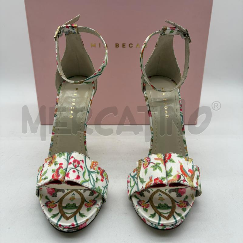 SANDALI TACCHI MIA BECAR FIORI JAQUARD RASO BIANCO | Mercatino dell'Usato Corbetta 2