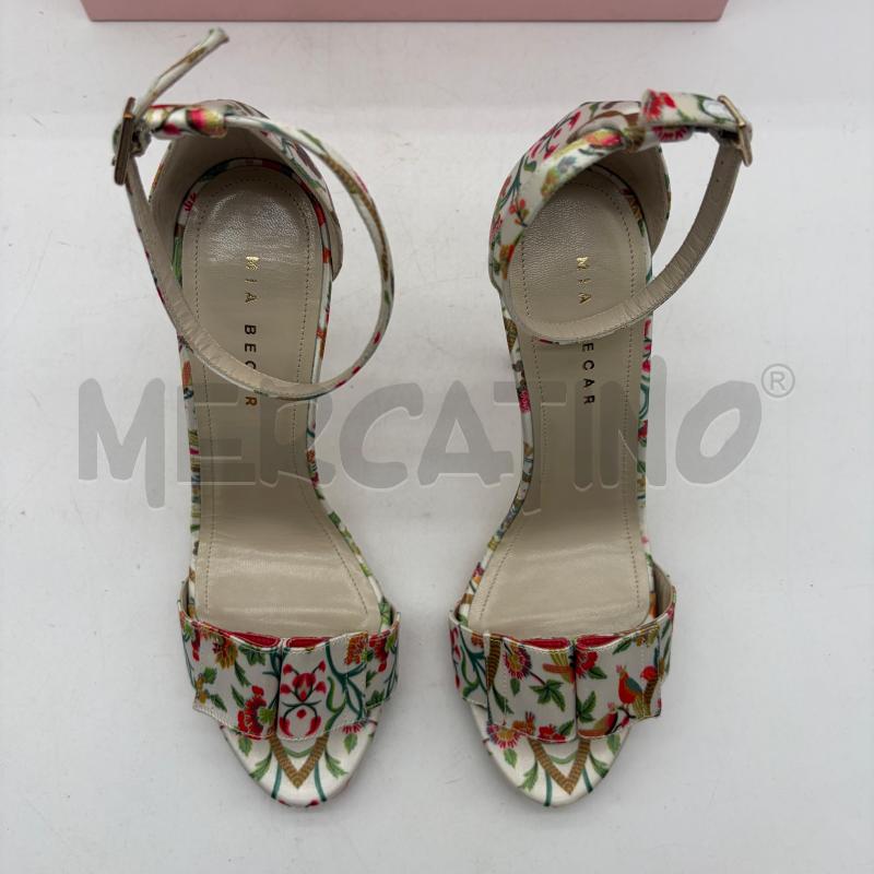 SANDALI TACCHI MIA BECAR FIORI JAQUARD RASO BIANCO | Mercatino dell'Usato Corbetta 3