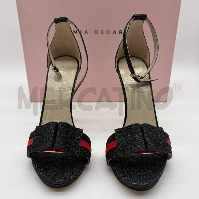 SANDALI TACCHI MIA BECAR NERO GLITTER STRISCIA ROSSO | Mercatino dell'Usato Corbetta 2