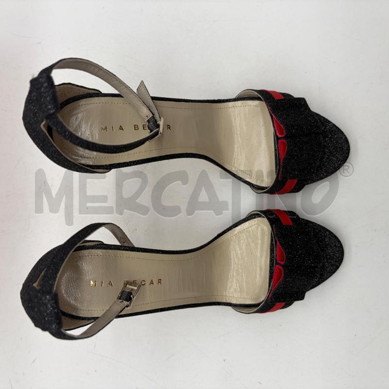 SANDALI TACCHI MIA BECAR NERO GLITTER STRISCIA ROSSO | Mercatino dell'Usato Corbetta 3