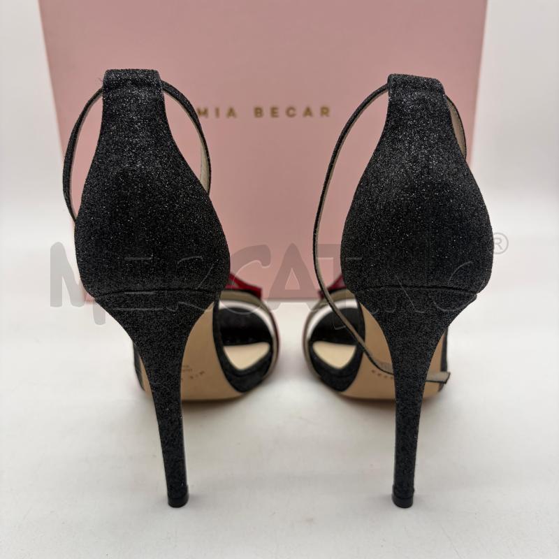 SANDALI TACCHI MIA BECAR NERO GLITTER STRISCIA ROSSO | Mercatino dell'Usato Corbetta 4