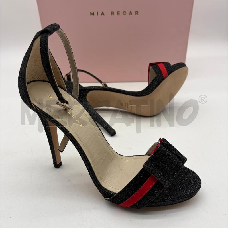 SANDALI TACCHI MIA BECAR NERO GLITTER STRISCIA ROSSO | Mercatino dell'Usato Corbetta 5