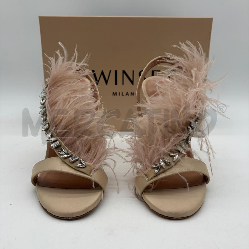 SANDALI TACCHI TWINSET RASO CIPRIA STRASS PIUME | Mercatino dell'Usato Corbetta 2