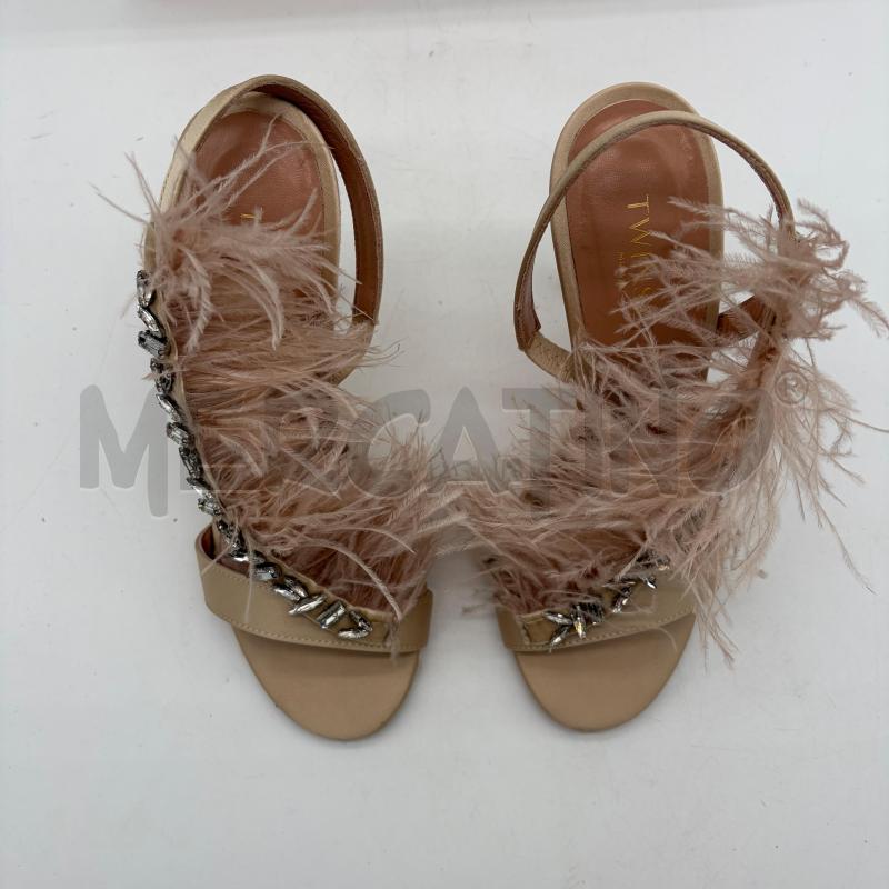 SANDALI TACCHI TWINSET RASO CIPRIA STRASS PIUME | Mercatino dell'Usato Corbetta 3