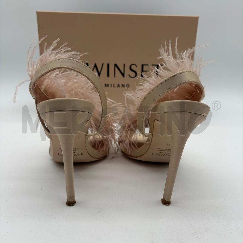 SANDALI TACCHI TWINSET RASO CIPRIA STRASS PIUME | Mercatino dell'Usato Corbetta 4
