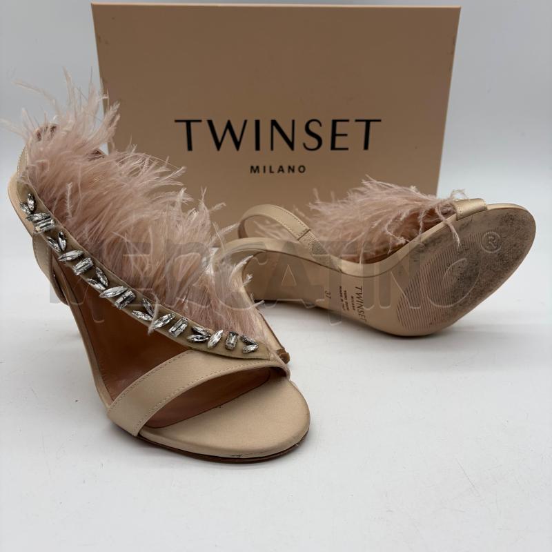 SANDALI TACCHI TWINSET RASO CIPRIA STRASS PIUME | Mercatino dell'Usato Corbetta 5