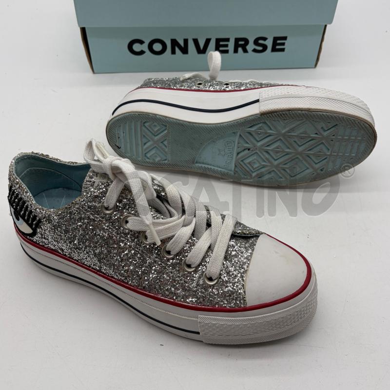 SCARPE DONNA CONVERSE X CHIARA FERRAGNI GLITTER SILVER LOGO | Mercatino dell'Usato Corbetta 5