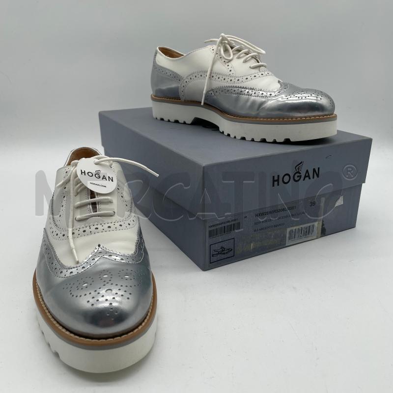 SCARPE DONNA HOGAN OXFORD BIANCO/ARGENTO PELLE | Mercatino dell'Usato Corbetta 1