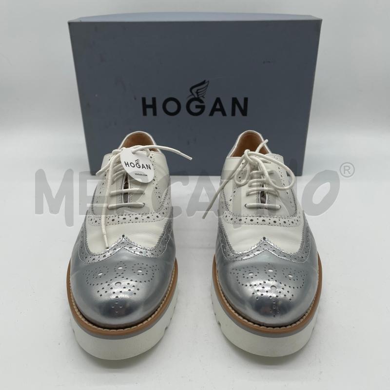 SCARPE DONNA HOGAN OXFORD BIANCO/ARGENTO PELLE | Mercatino dell'Usato Corbetta 2