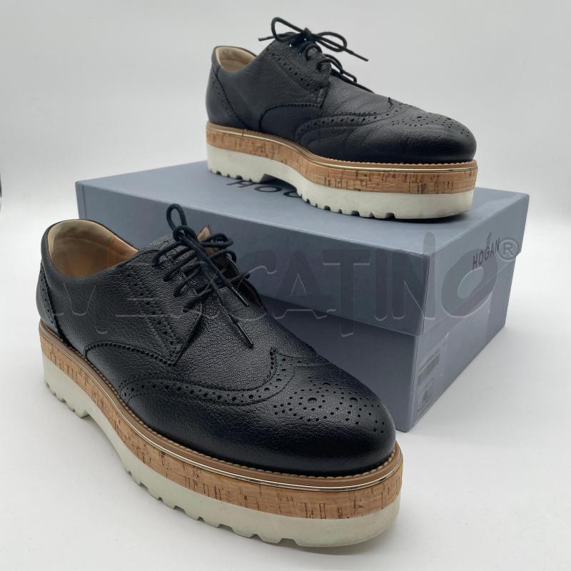 SCARPE DONNA HOGAN OXFORD NERO NERO SUOLA EFF SUGHERO  | Mercatino dell'Usato Corbetta 1