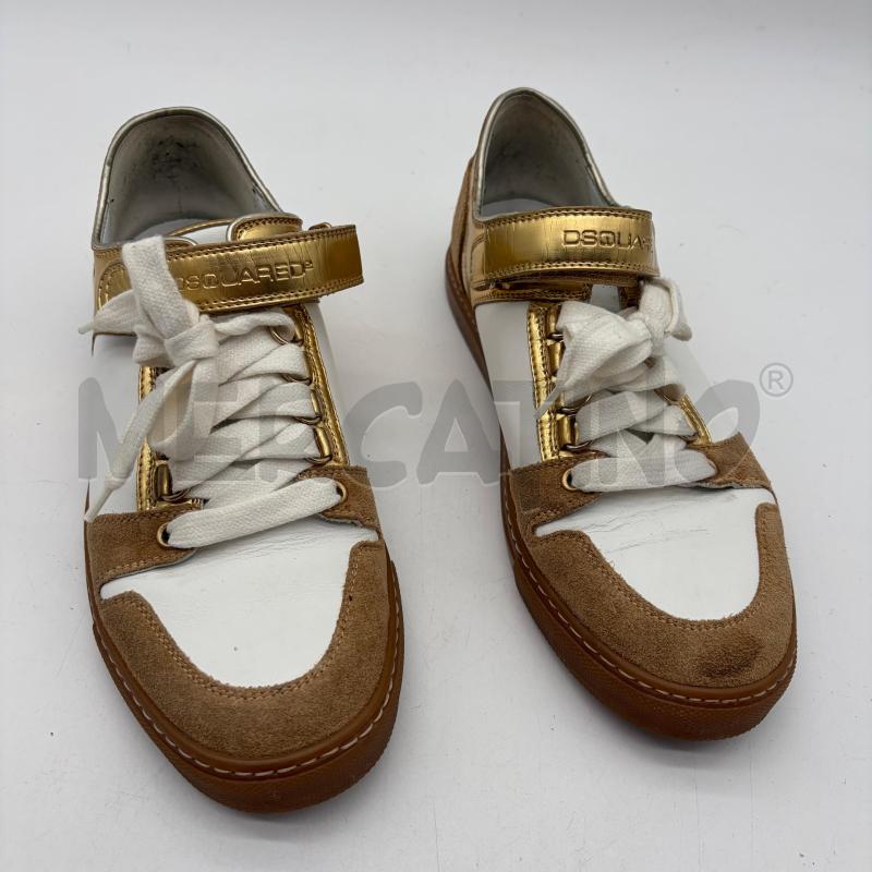 SCARPE DSQUARED2 BIANCO/DORATO/BEIGE PELLE | Mercatino dell'Usato Corbetta 1