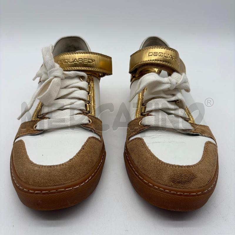 SCARPE DSQUARED2 BIANCO/DORATO/BEIGE PELLE | Mercatino dell'Usato Corbetta 2