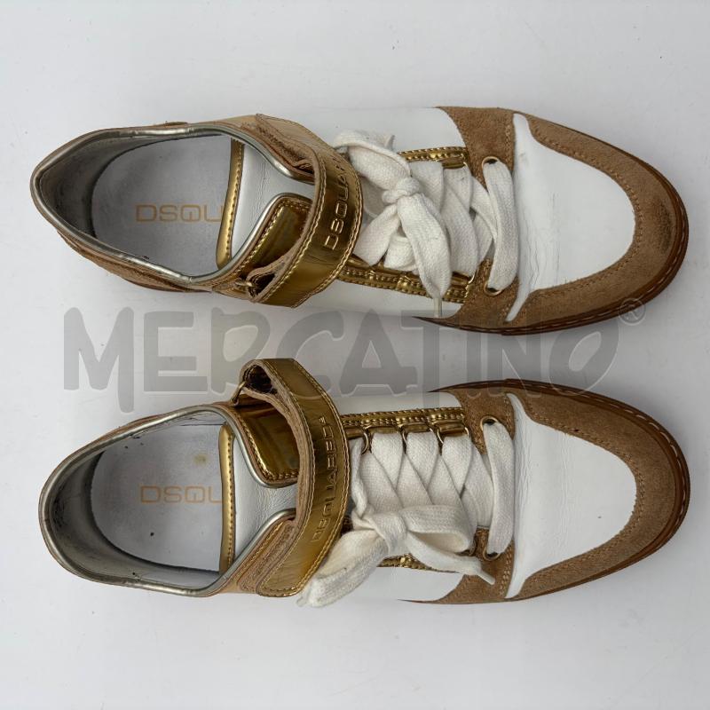 SCARPE DSQUARED2 BIANCO/DORATO/BEIGE PELLE | Mercatino dell'Usato Corbetta 3
