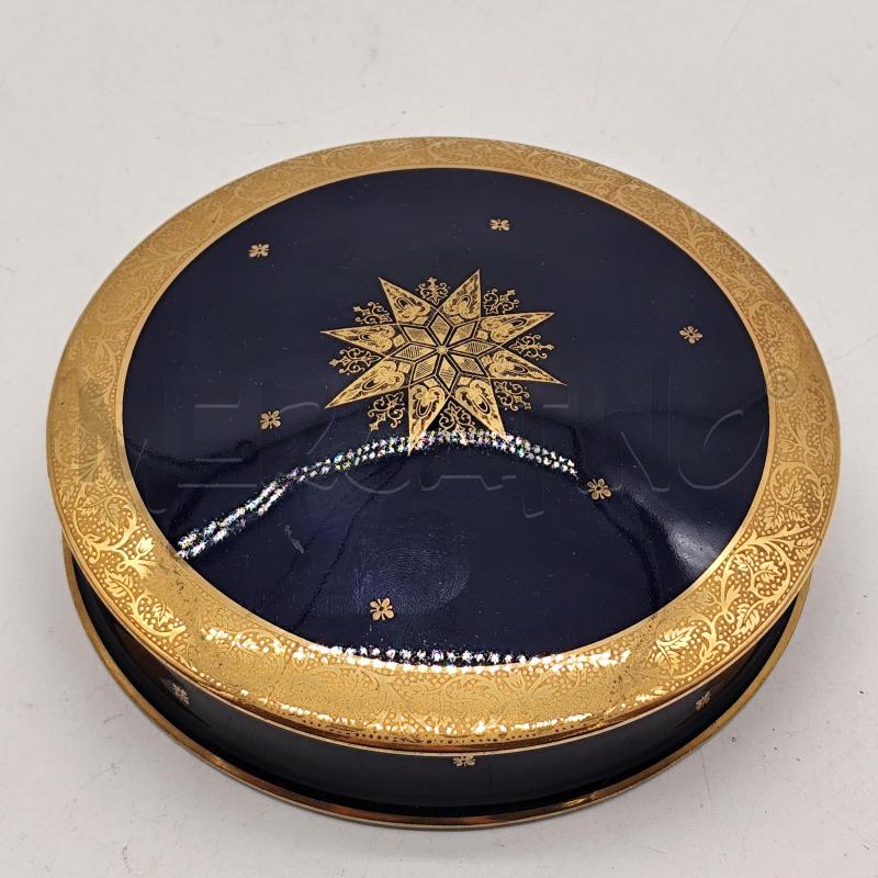 SCATOLINA LIMOGES BLU STELLA DORATA DECORO | Mercatino dell'Usato Corbetta 1