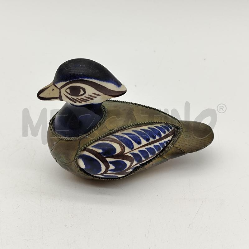 SCULTURA ANATRA METALLO/CERAMICA CRESTA BLU | Mercatino dell'Usato Corbetta 1