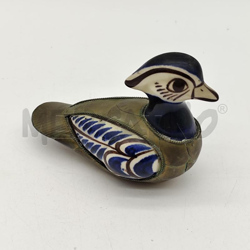 SCULTURA ANATRA METALLO/CERAMICA CRESTA BLU | Mercatino dell'Usato Corbetta 2