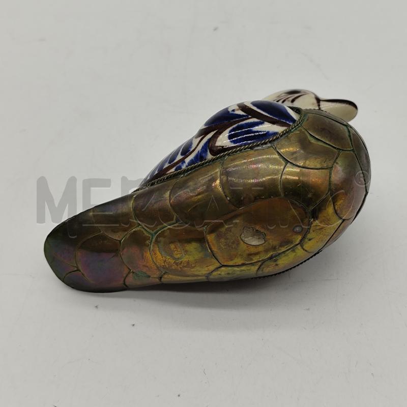 SCULTURA ANATRA METALLO/CERAMICA CRESTA BLU | Mercatino dell'Usato Corbetta 3