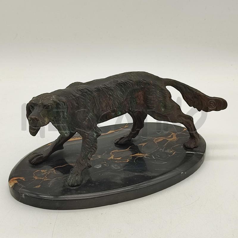 SCULTURA CANE DA CACCIA METALLO BASE MARMO OVALE | Mercatino dell'Usato Corbetta 1