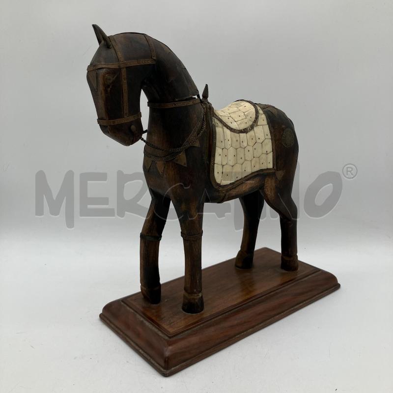 SCULTURA CAVALLO IN LEGNO SELLA PIETRA 34CM | Mercatino dell'Usato Corbetta 1