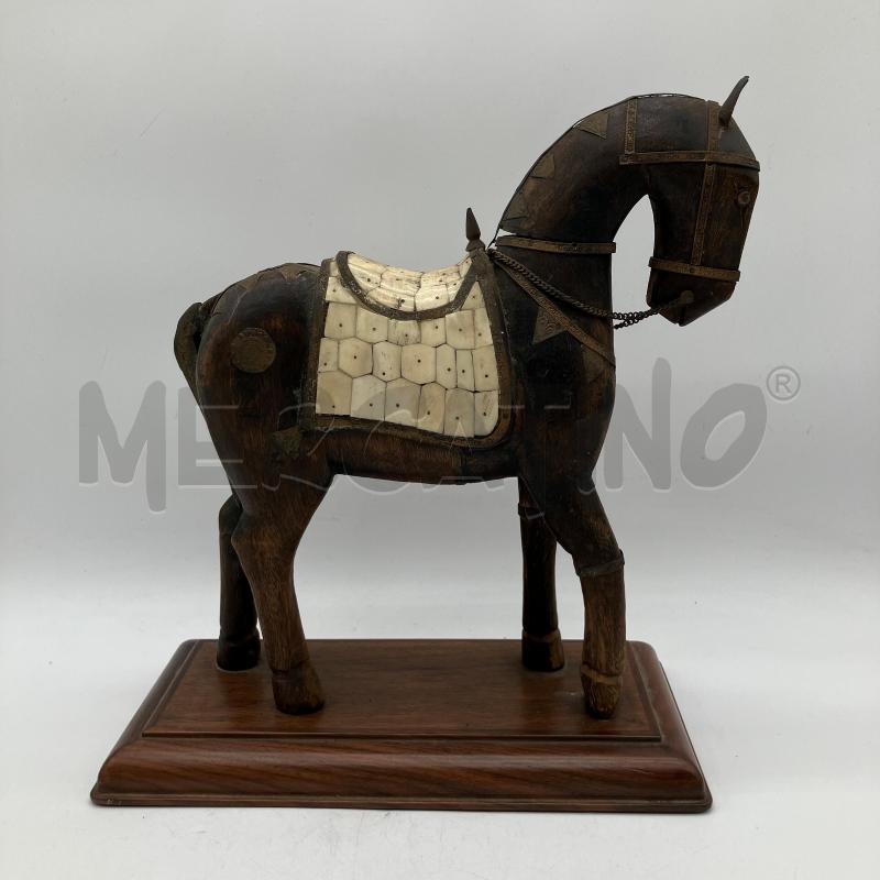SCULTURA CAVALLO IN LEGNO SELLA PIETRA 34CM | Mercatino dell'Usato Corbetta 2