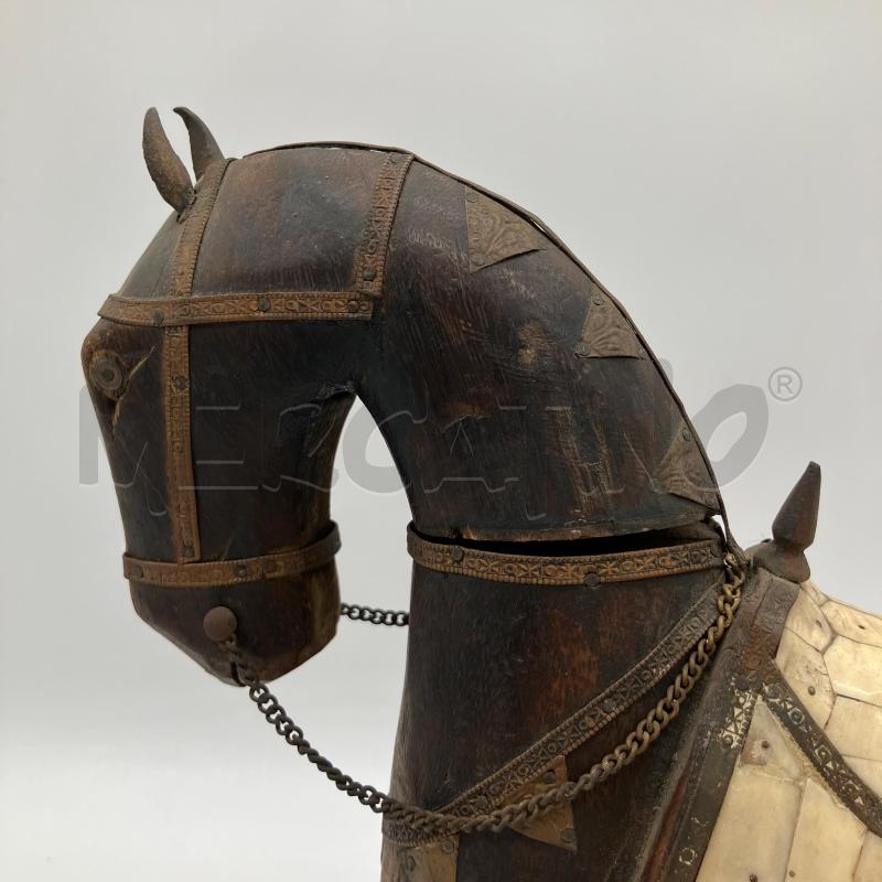 SCULTURA CAVALLO IN LEGNO SELLA PIETRA 34CM | Mercatino dell'Usato Corbetta 3
