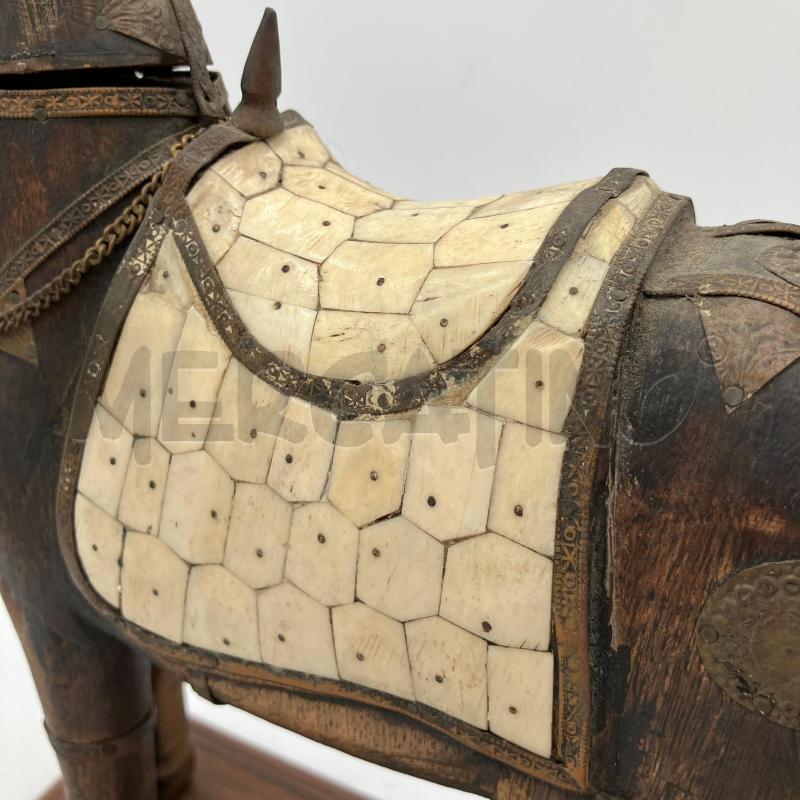 SCULTURA CAVALLO IN LEGNO SELLA PIETRA 34CM | Mercatino dell'Usato Corbetta 4