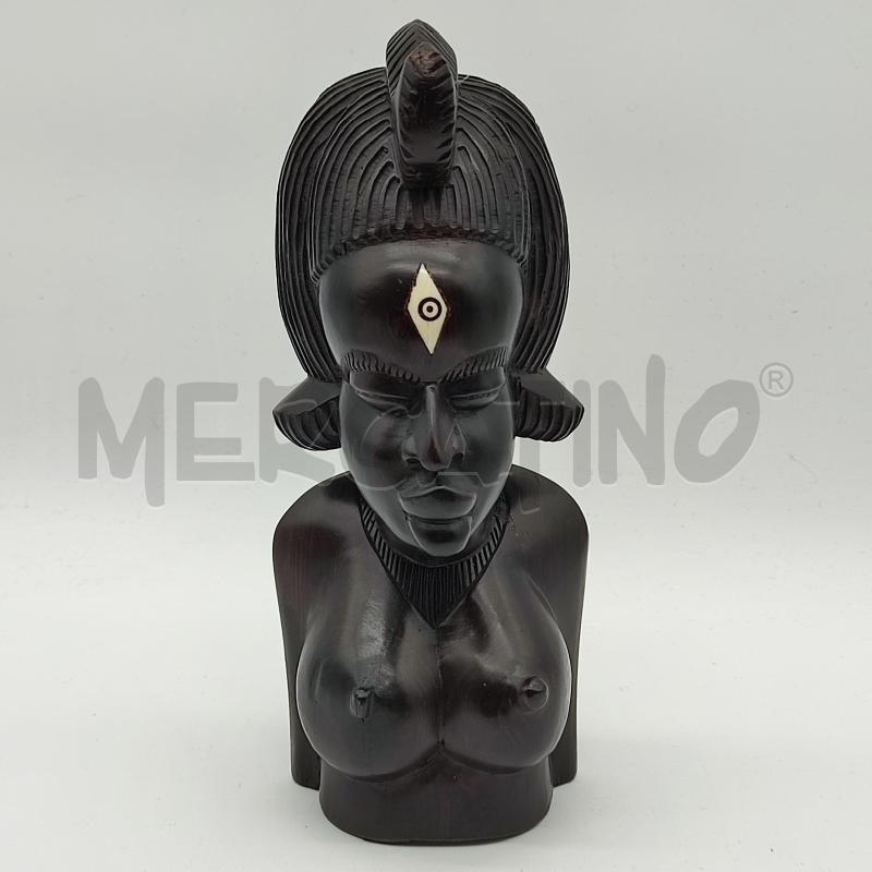 SCULTURA DONNA INDIGENA 28CM EBANO MEZZOBUSTO | Mercatino dell'Usato Corbetta 1