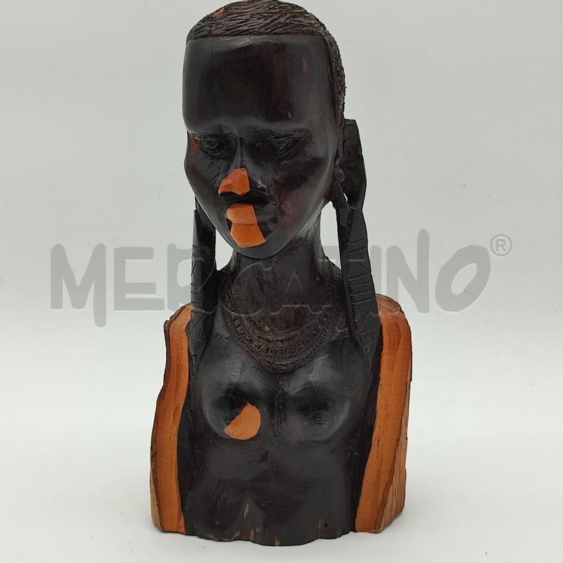 SCULTURA DONNA INDIGENA MEZZOBUSTO 25CM IN TRONCO LEGNO | Mercatino dell'Usato Corbetta 1