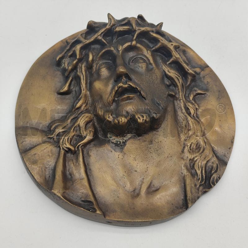 SCULTURA ICONA VOLTO CRISTO IN CROCE METALLO | Mercatino dell'Usato Corbetta 1